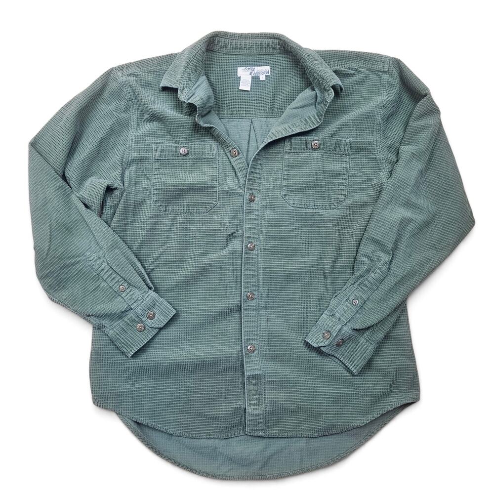 TERRITORY AHEAD Waffle Knit Button Down Shirt Men's L VTG Y2K Boho Baja Western